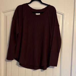 Maurices Deep Burgundy Ribbed Sweatshirt